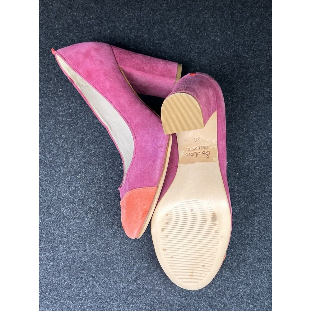 Boden Lisbeth Suede Leather Cap Toe BlockHeel Pumps Women’s Size 38 - Picture 6 of 8